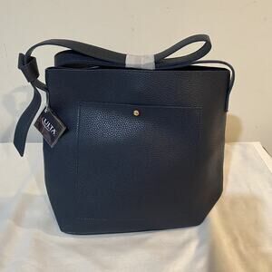 Ulta Beauty Dark Navy Blue Tote Bag Faux Leather Carry Sack Tote Purse NEW